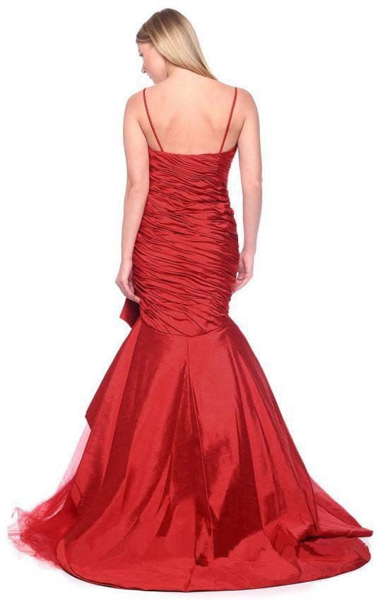 MNM Couture - JD006 Bedazzled Ruched Mermaid Dress in Red