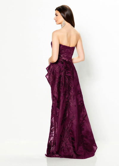 Mon Cheri - Embroidered Strapless Peplum Evening Dress 219992 In Purple