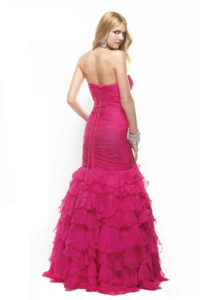 Janique - Strapless Fitted Ruffled Trumpet Gown JA1363 In Pink