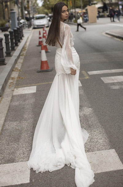 Tarik Ediz - 93957 Illusion Lace Sheath Dress Wedding Dresses