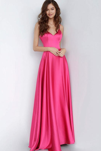 Jovani - JVN1710 Sleeveless V-neck A-line Dress Prom Dresses 00 / Fuchsia