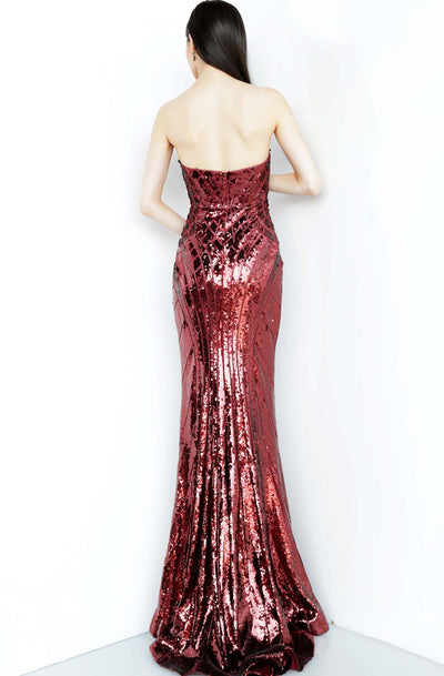 Jovani - JVN2239 Sequined Sweetheart Evening Gown In Red