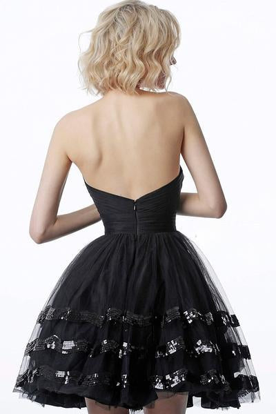 Jovani - JVN2462 Strapless Pleated Sweetheart Sequined A-line Dress In Black