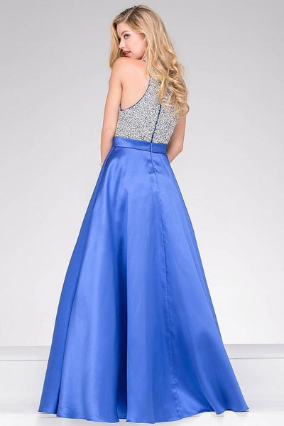 Jovani - Embellished Bodice A line Prom Dress JVN49432 in Blue