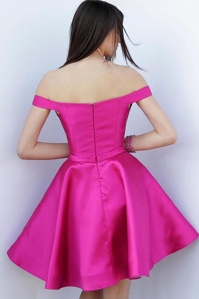 Jovani - JVN62742 Fitted Off-Shoulder A-Line Cocktail Dress in Pink