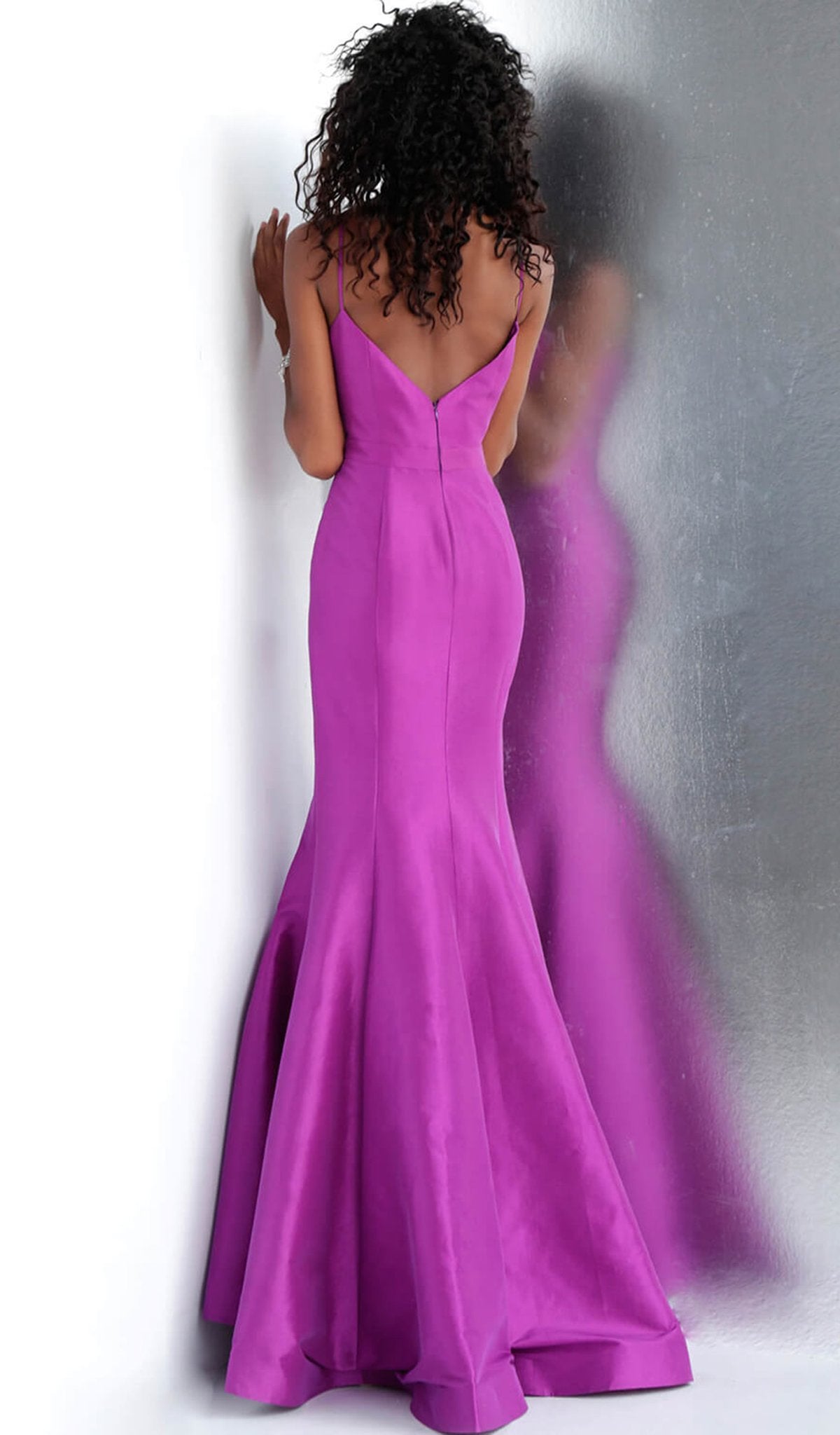 Jovani - JVN62965 Sleeveless V Neck Mermaid Prom Dress in Purple