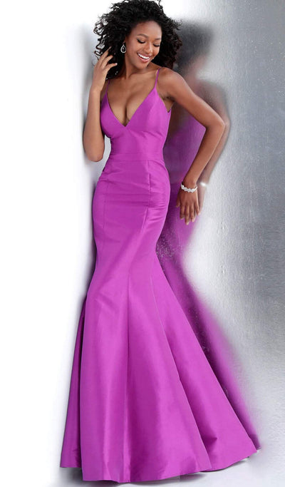 Jovani - JVN62965 Sleeveless V Neck Mermaid Prom Dress in Purple