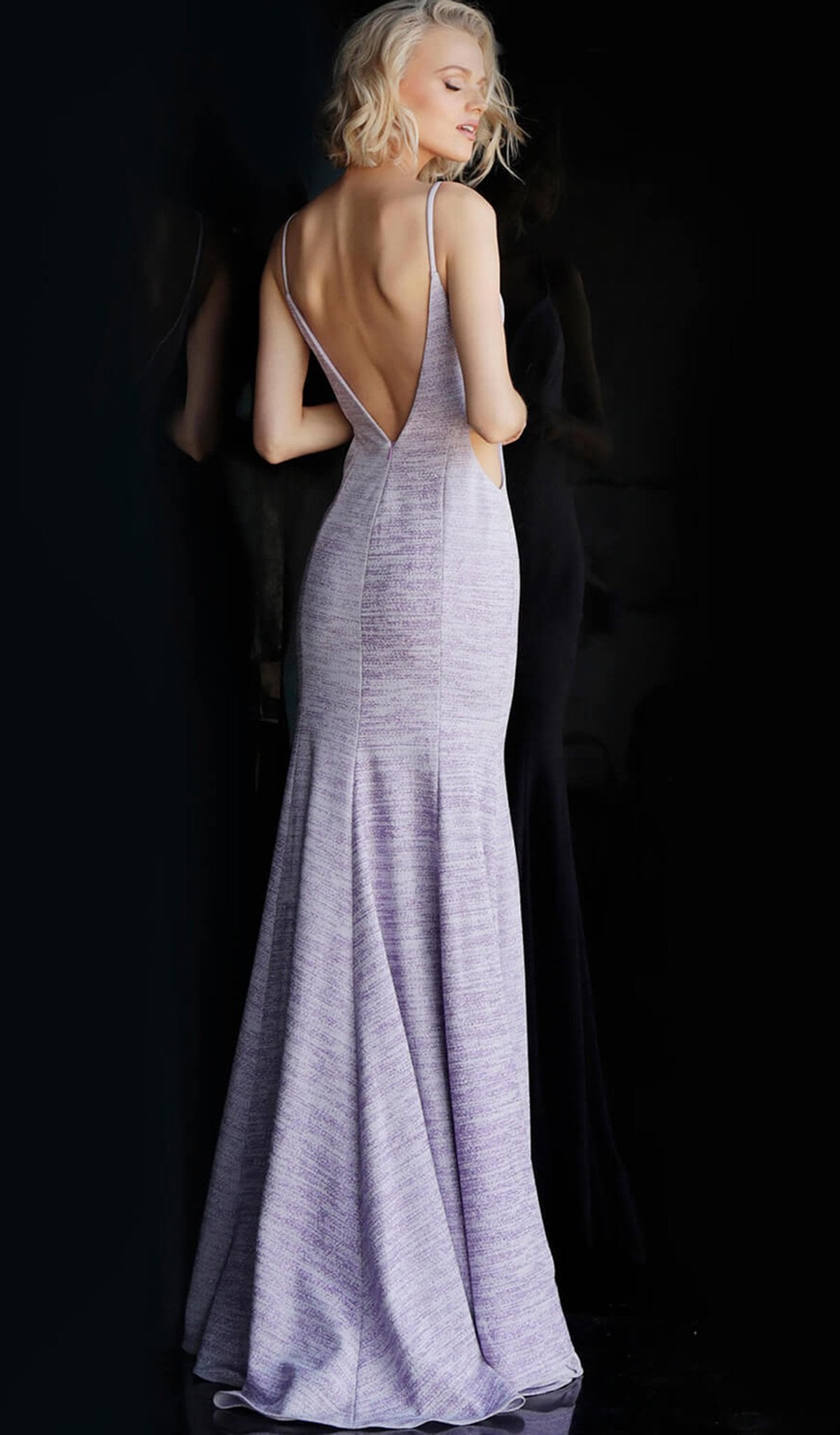 Jovani - Plunging V-neck Jersey Mermaid Evening Gown JVN63178 In Purple