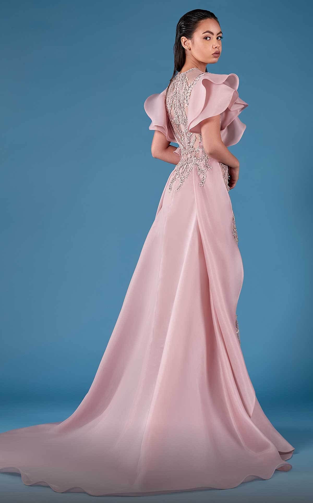 MNM COUTURE - K3754 Embroidered Jewel Neck Sheath Dress In Pink