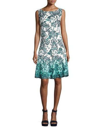 Chetta B. - Sleeveless Multi-Print A-Line Dress B1708928 - Green and Multi-Color