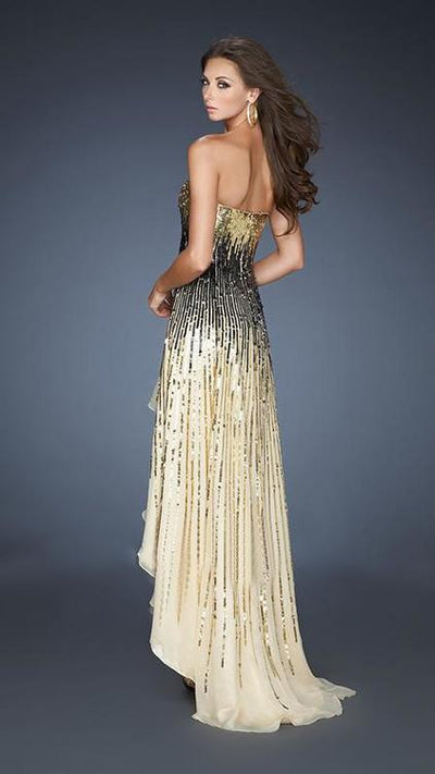 La Femme - 18591 Ombre Sequined Strapless High Low Gown Special Occasion Dress