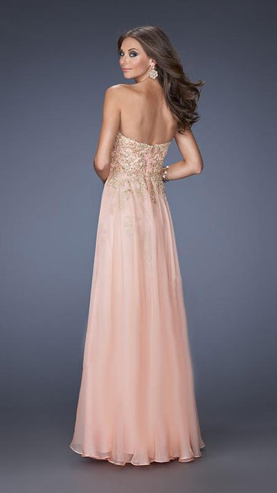 La Femme - Long Embellished Strapless Dress 20114 In Pink