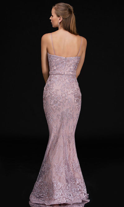 Nina Canacci - Beaded Sweetheart Fitted Trumpet Dress 6532 In Purple