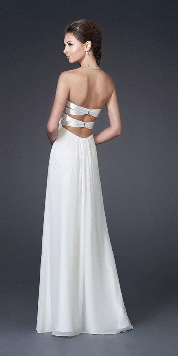 La Femme - Strapless Sweetheart Long Dress 14589 In White