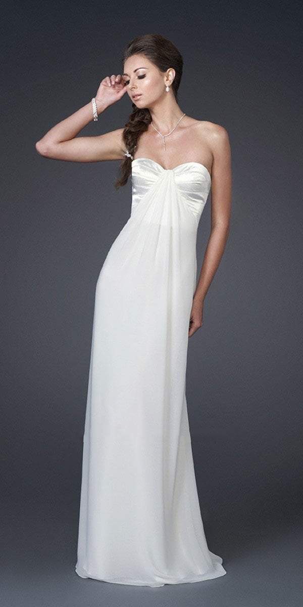 La Femme - Strapless Sweetheart Long Dress 14589 In White