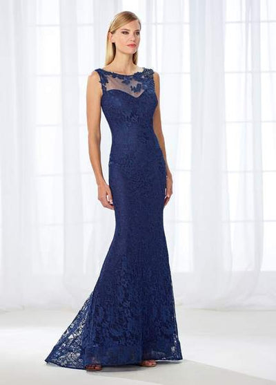 Mon Cheri - 118671SC Appliqued Sheer Lace Mermaid Dress