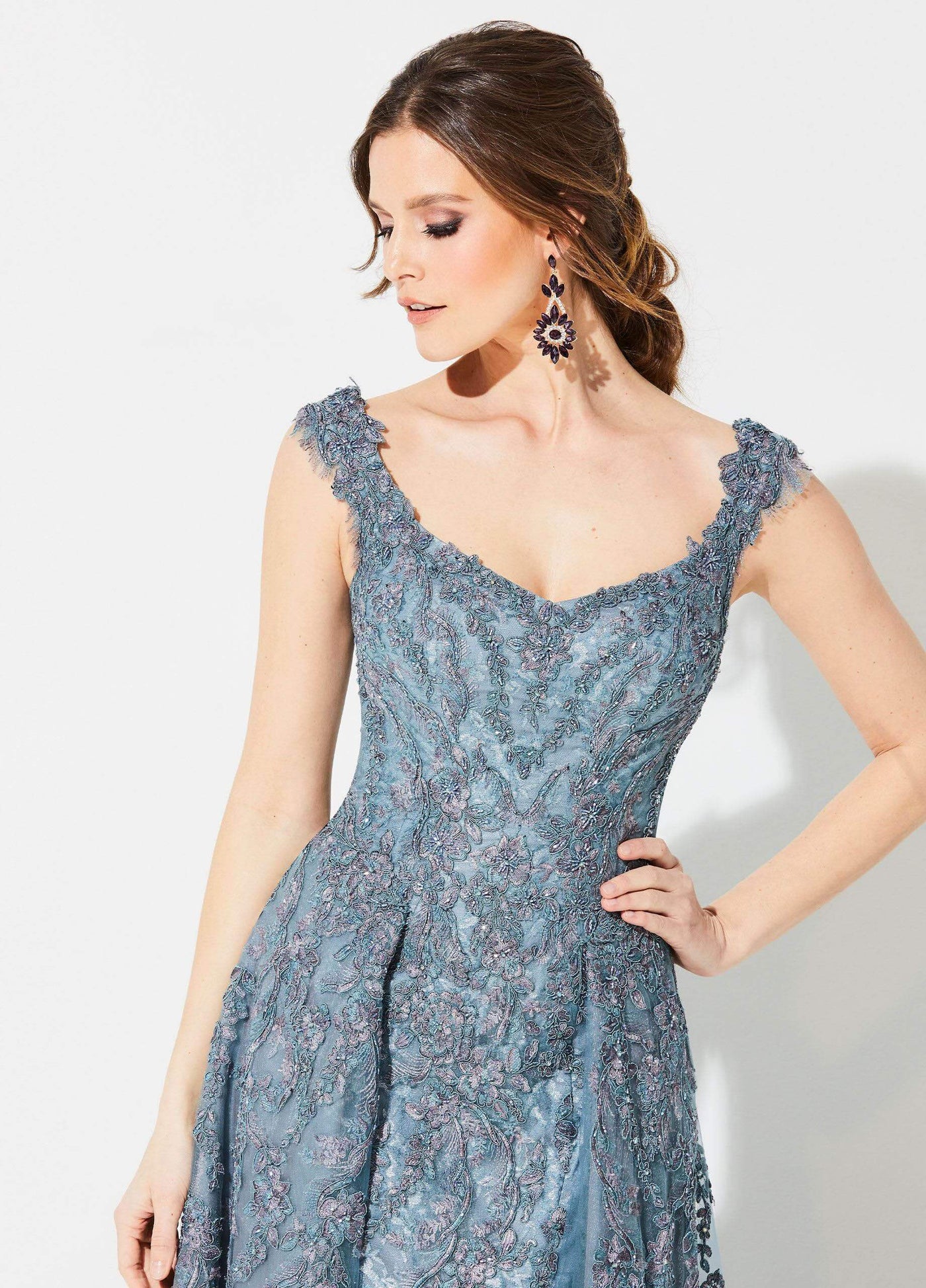 Ivonne D for Mon Cheri - 219D81 Embroidered V-neck Gown With Train Special Occasion Dress