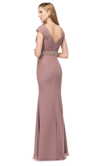 Marsoni by Colors - M169SC V Neck Flowy Formal Dress In Taupe