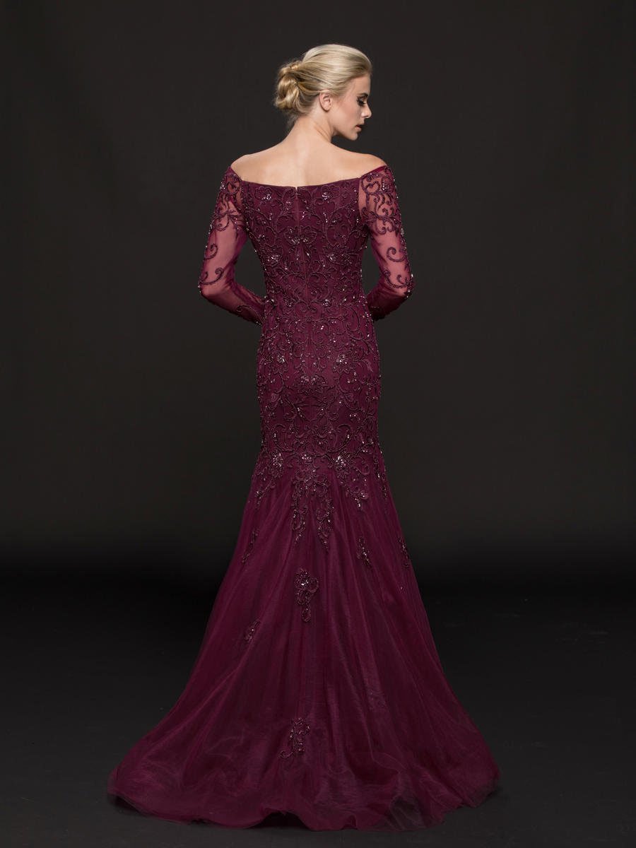 Marsoni by Colors - M211 Embellished Long Sleeve Trumpet Dress Special Occasion Dress