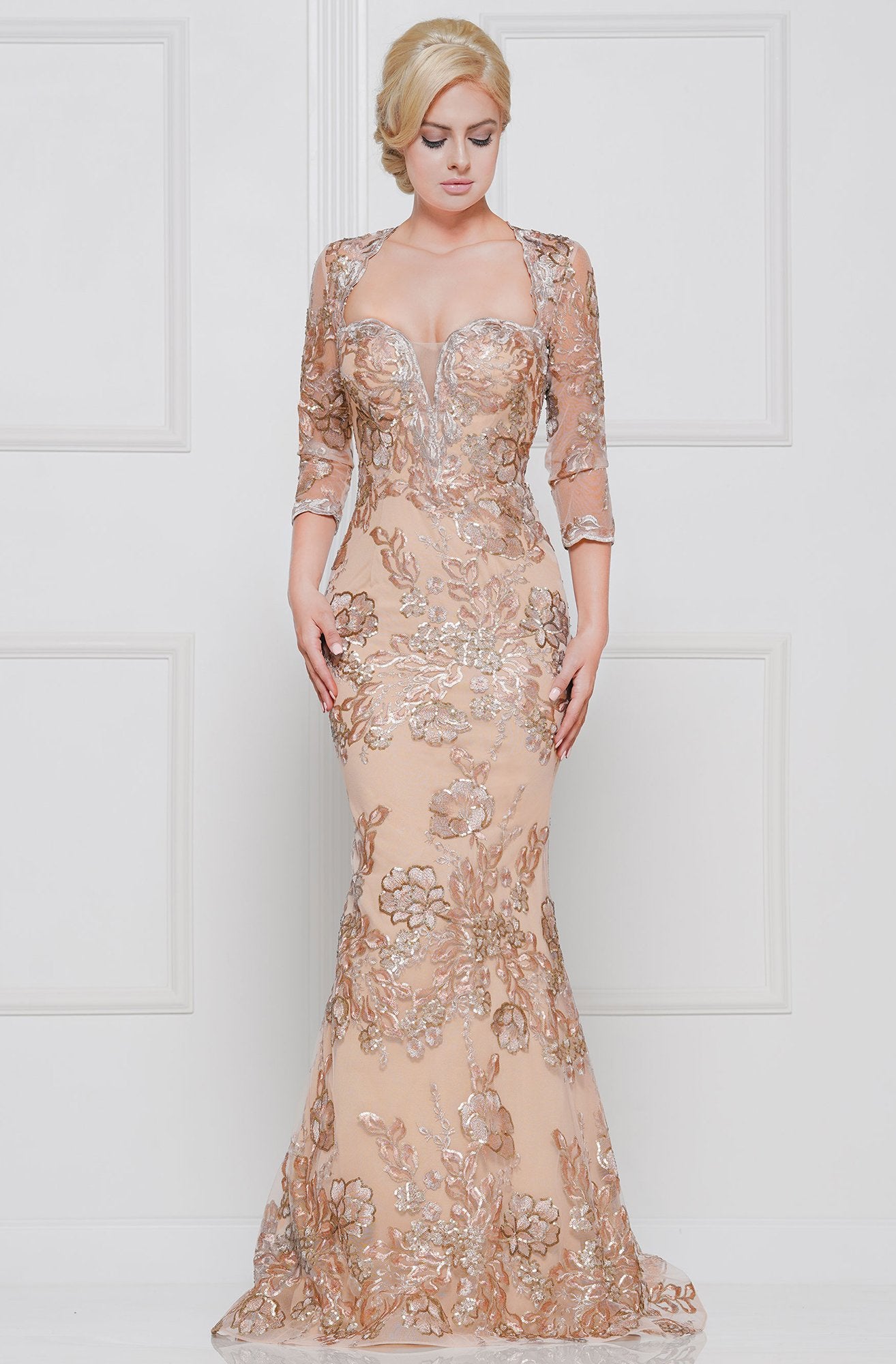 Marsoni By Colors - M245 Lace Deep Sweetheart Mermaid Gown