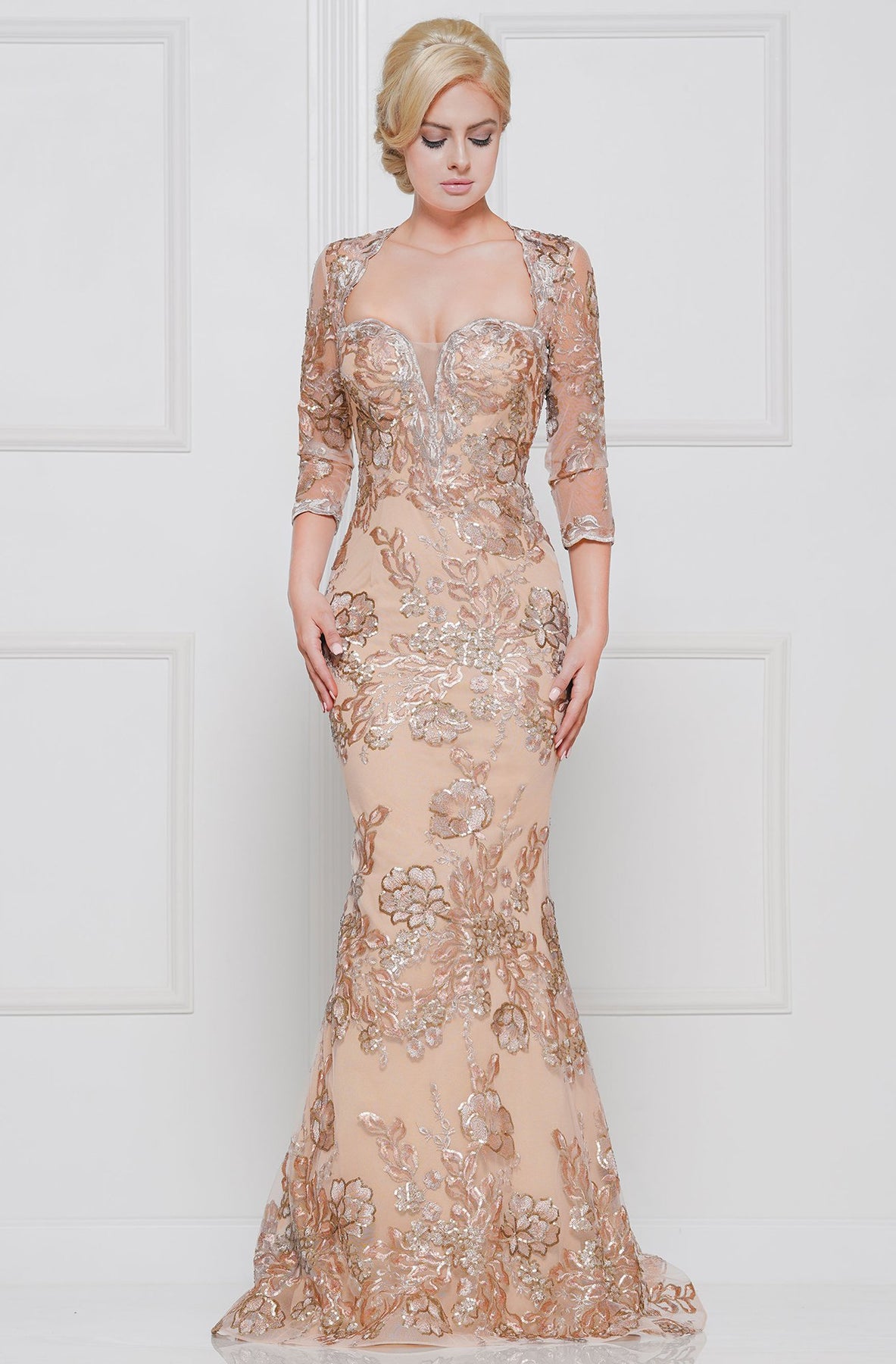 Marsoni By Colors - M245 Lace Deep Sweetheart Mermaid Gown