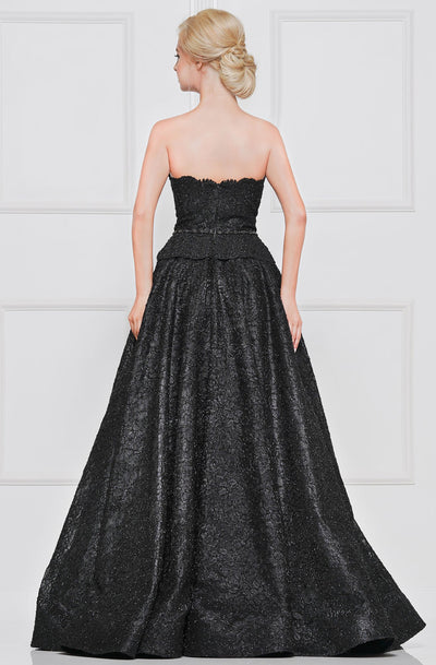 Marsoni by Colors - M246 Embroidered Lace Sweetheart Ballgown In Black
