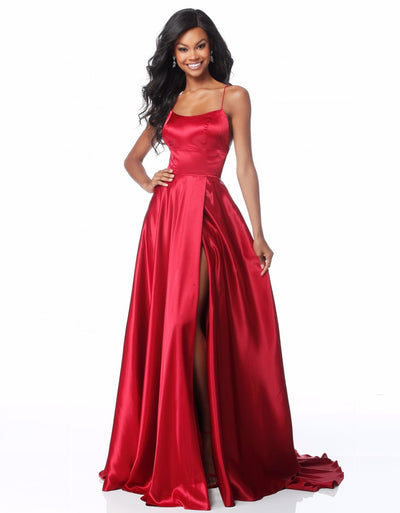 Sherri Hill - Sexy Lace-Up Back A-Line Long Evening Dress 51631SC In Red