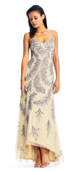 Aidan Mattox Sleeveless Sequin Adorned Hi Low Dress