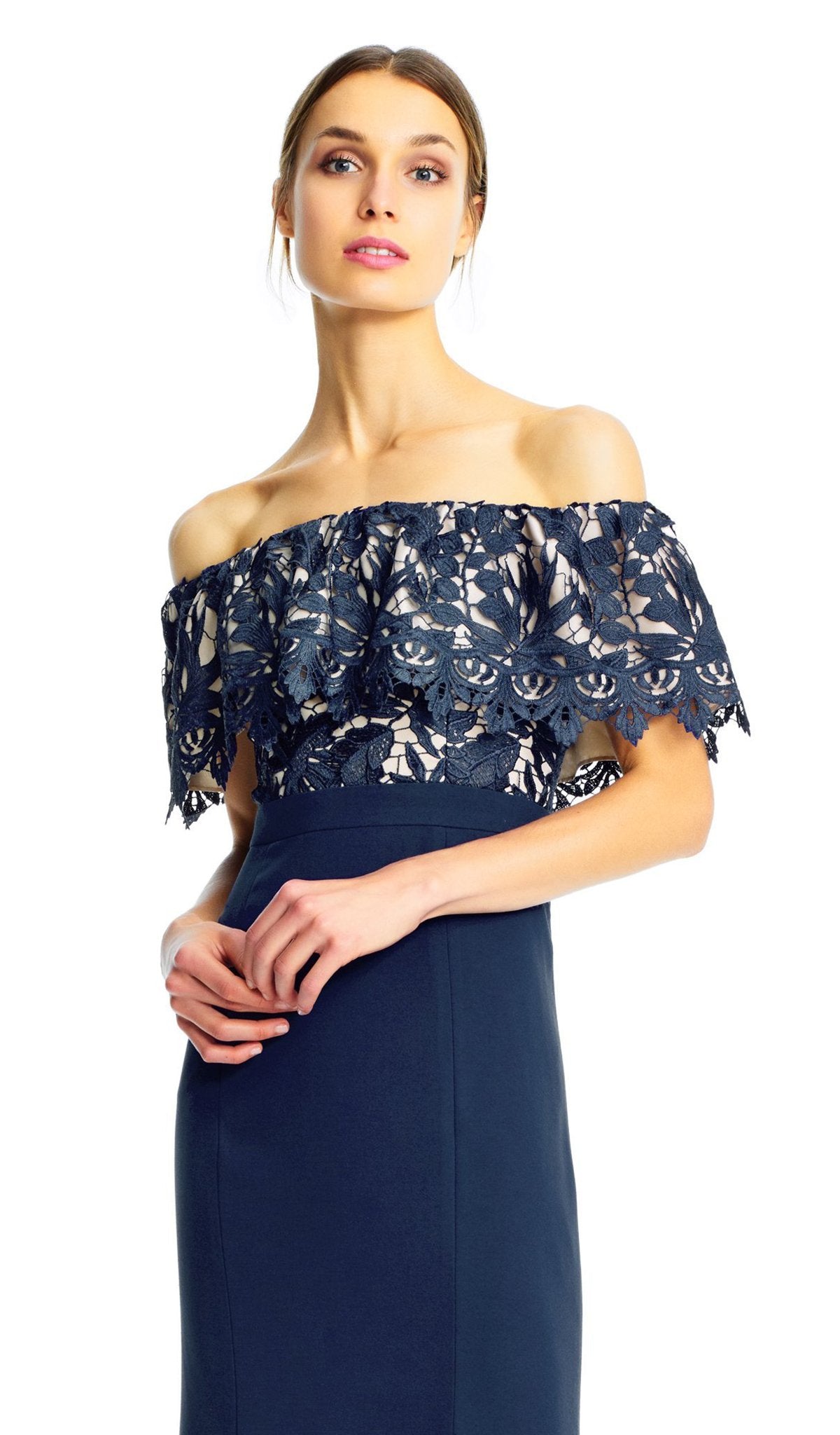 Aidan Mattox - Off-Shoulder Floral Lace Dress MN1E202072SC