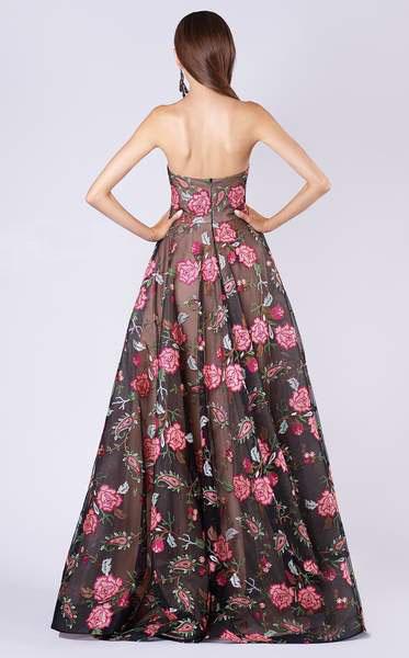 MNM COUTURE - M0051 Lace Embroidered Sweetheart A-line Dress In Black and Red
