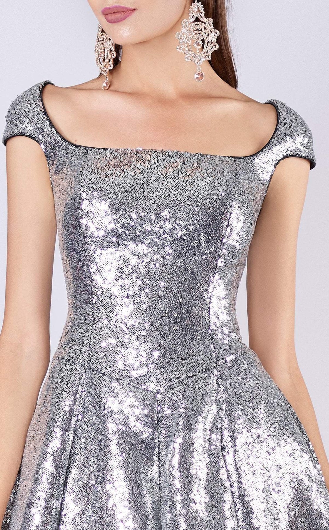 MNM COUTURE - M0052 Ombre Sequined A-line Dress In Silver
