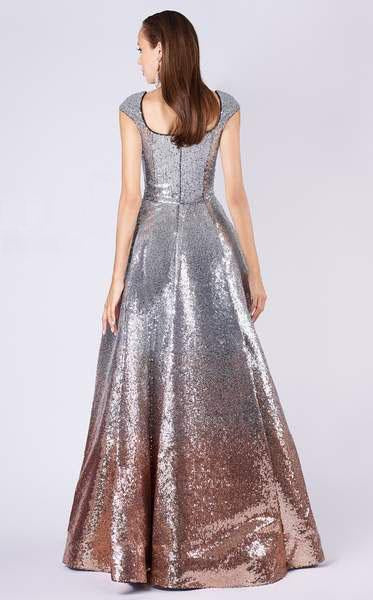 MNM COUTURE - M0052 Ombre Sequined A-line Dress In Silver