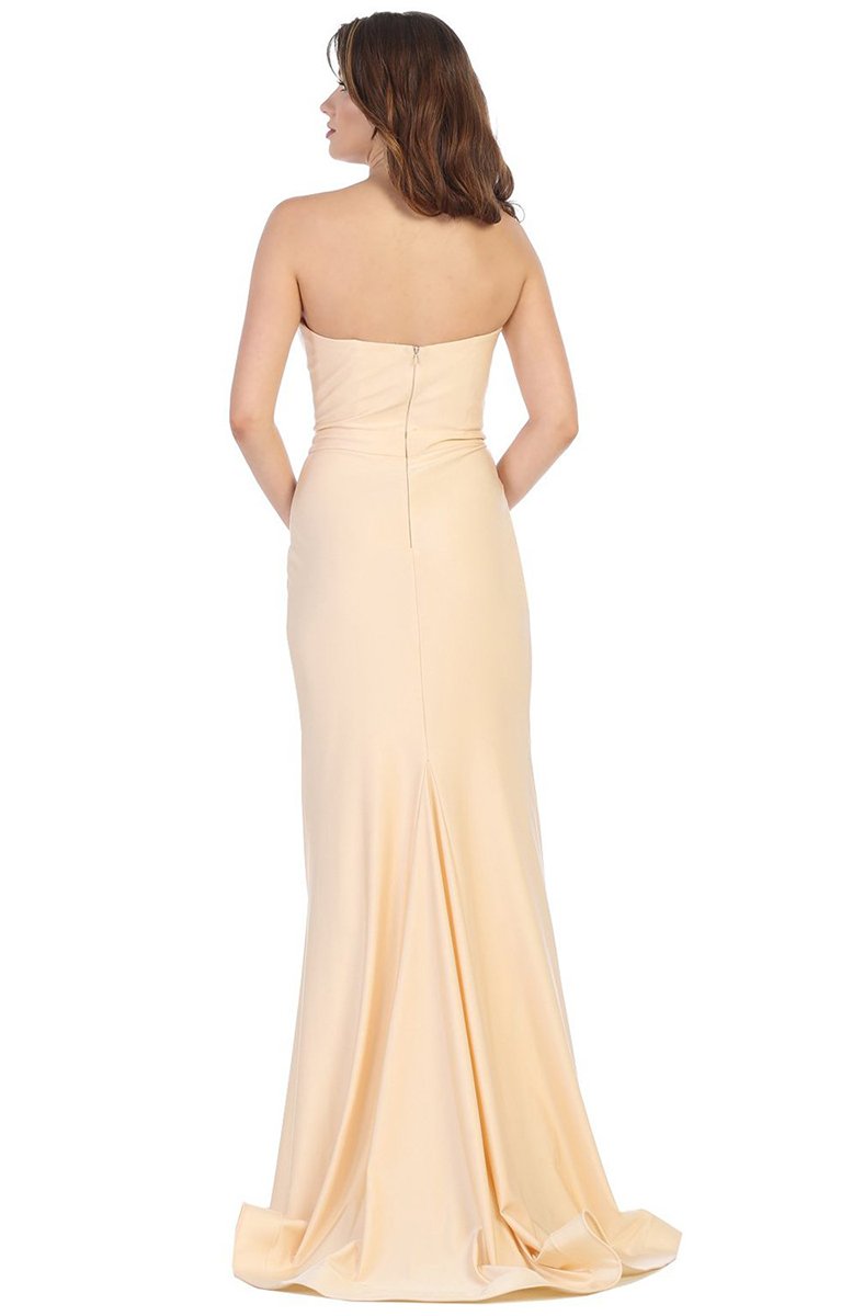May Queen - MQ1718SC Strapless Sweetheart Wrao High Slit Dress