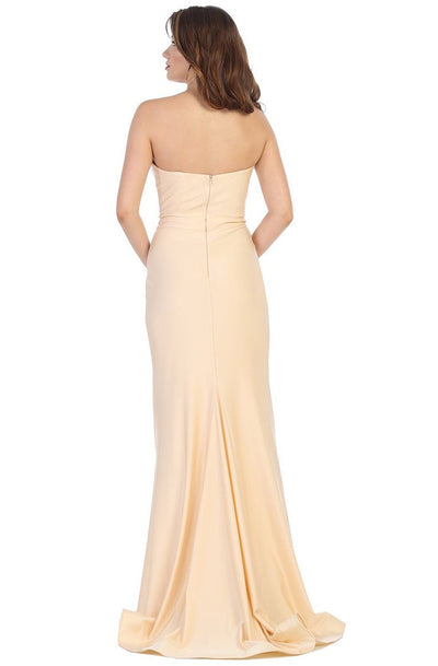 May Queen - MQ1718SC Strapless Sweetheart Wrao High Slit Dress