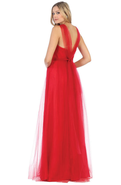 May Queen - MQ1728 Illusion Sweetheart A-Line Dress In Red