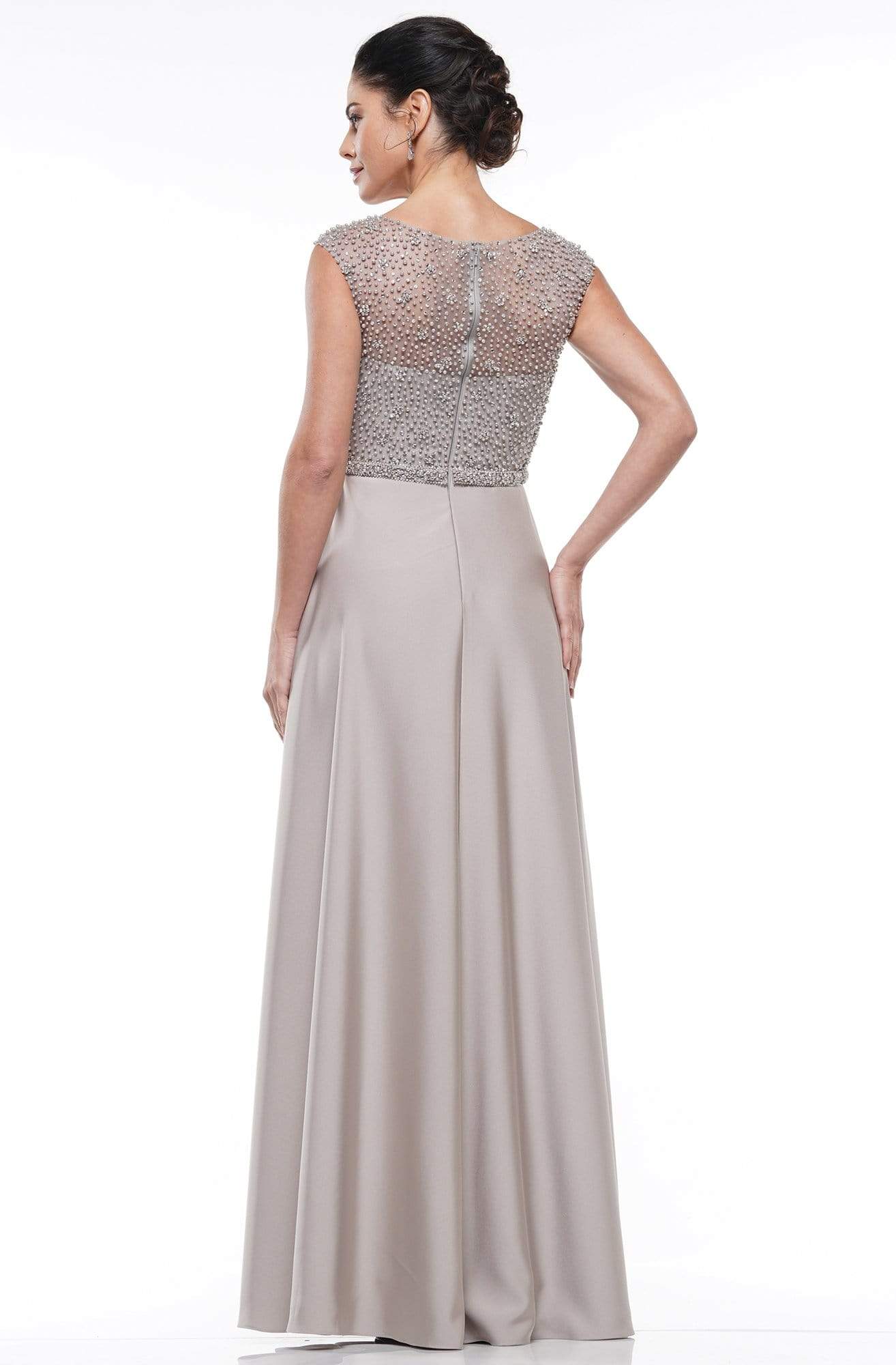 Marsoni By Colors - MV1002 Fully Beaded Top Faille A-Line Gown Mother of the Bride Dresses