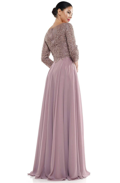 Marsoni by Colors - Quarter Sleeve Embroidered Lace Bodice A-Line Chiffon Gown MV1052 - 1 pc Mauve In Size 6 Available CCSALE 6 / Mauve
