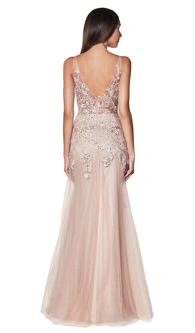 Cinderella Divine - CJ503 Lace Appliqued Trumpet Evening Dress Evening Dresses