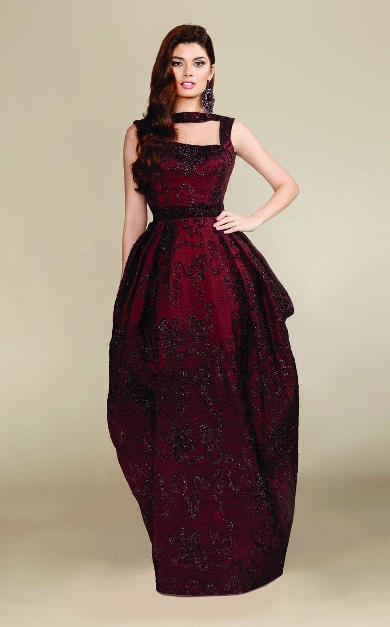 MNM Couture - Embellished Bateau Sheath Dress N0120 in Red