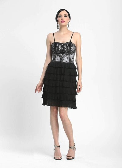 Sue Wong - N4100 Sleeveless Tiered Ruffle Cocktail Dress in Black