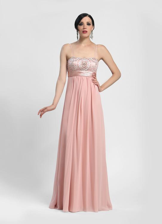 Sue Wong - N4170 Spaghetti Straps Embellished A-line Gown in Pink