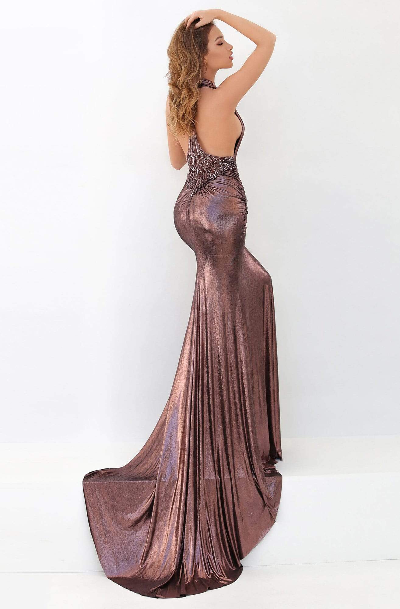 Tarik Ediz - 93938 Sexy Metallic Sheath Dress Prom Dresses