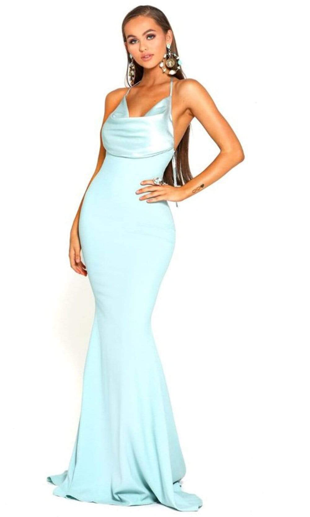 Portia and Scarlett - PS1911 Halter Cowl Neckline Mermaid Gown Prom Dresses
