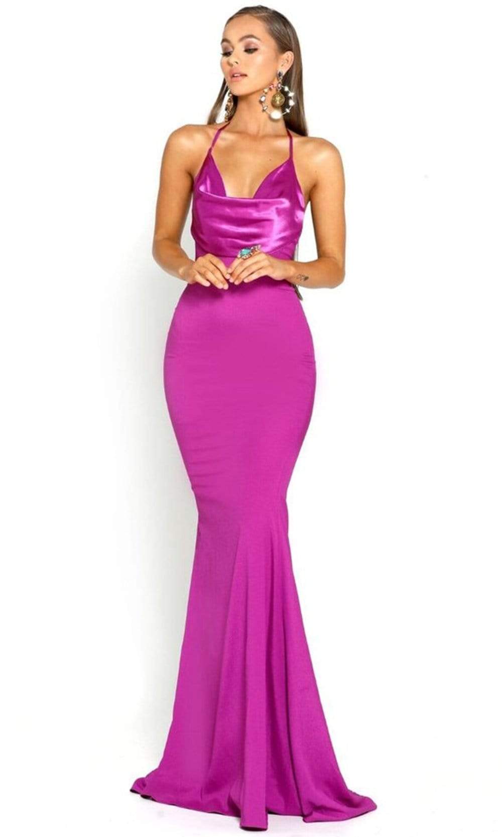 Portia and Scarlett - PS1911 Halter Cowl Neckline Mermaid Gown Prom Dresses