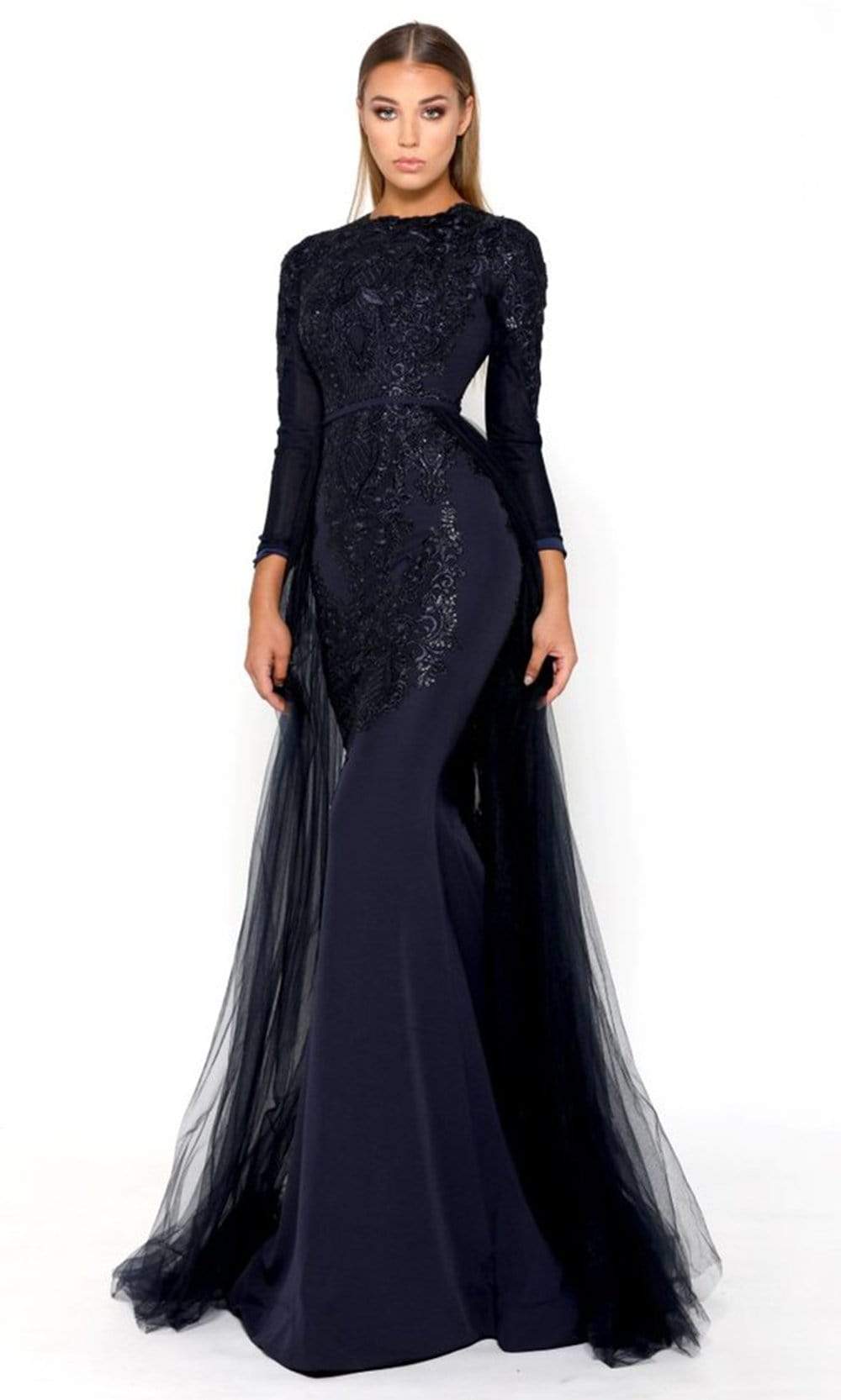 Portia and Scarlett - Laurent Glisten Lace Mermaid Gown with Overskirt Prom Dresses