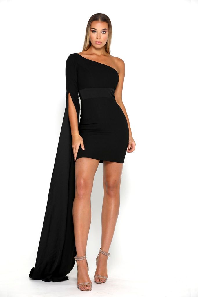 Portia and Scarlett - Anna One Shoulder Fitted Cocktail Dress In Black