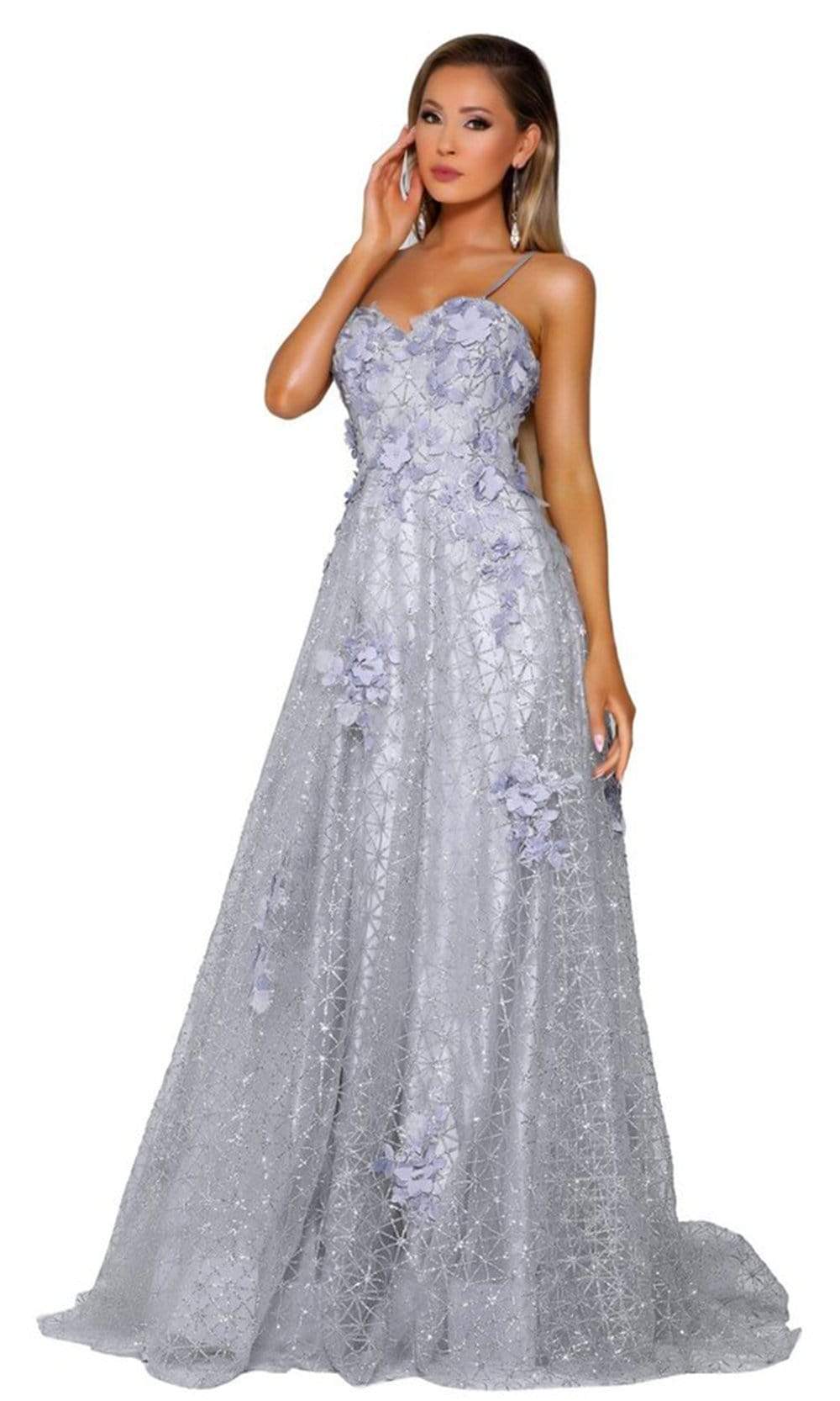 Portia and Scarlett - PS6004 Applique Sweetheart A-Line Dress Prom Dresses 0 / Ice