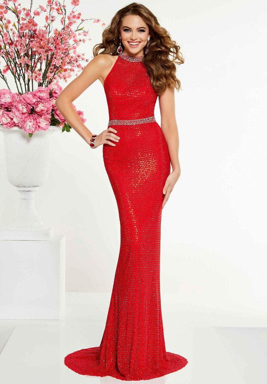 Panoply - 14855 Rhinestone Studded High Halter Long Gown Special Occasion Dress