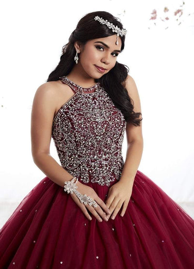 Fiesta Gowns - 56316 Sleeveless Beaded Halter Tulle Ballgown Special Occasion Dress