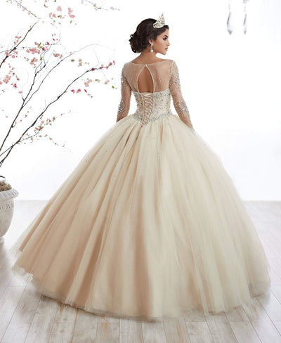 Fiesta Gowns - 56321 Beaded Long Sleeve Illusion Bateau Tulle Ballgown Special Occasion Dress